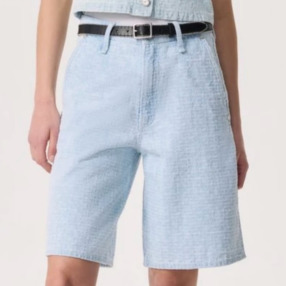 RAG & BONE Tailored McKenna Textured Denim Shorts Size 27 Color Light Blue NWT